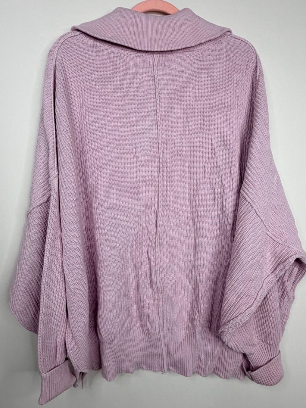 2/$30 Aerie Chunky Ribbed Quarter Zip Sweater Drop Shoulders Lilac XL #A3269 - Picture 5 of 10